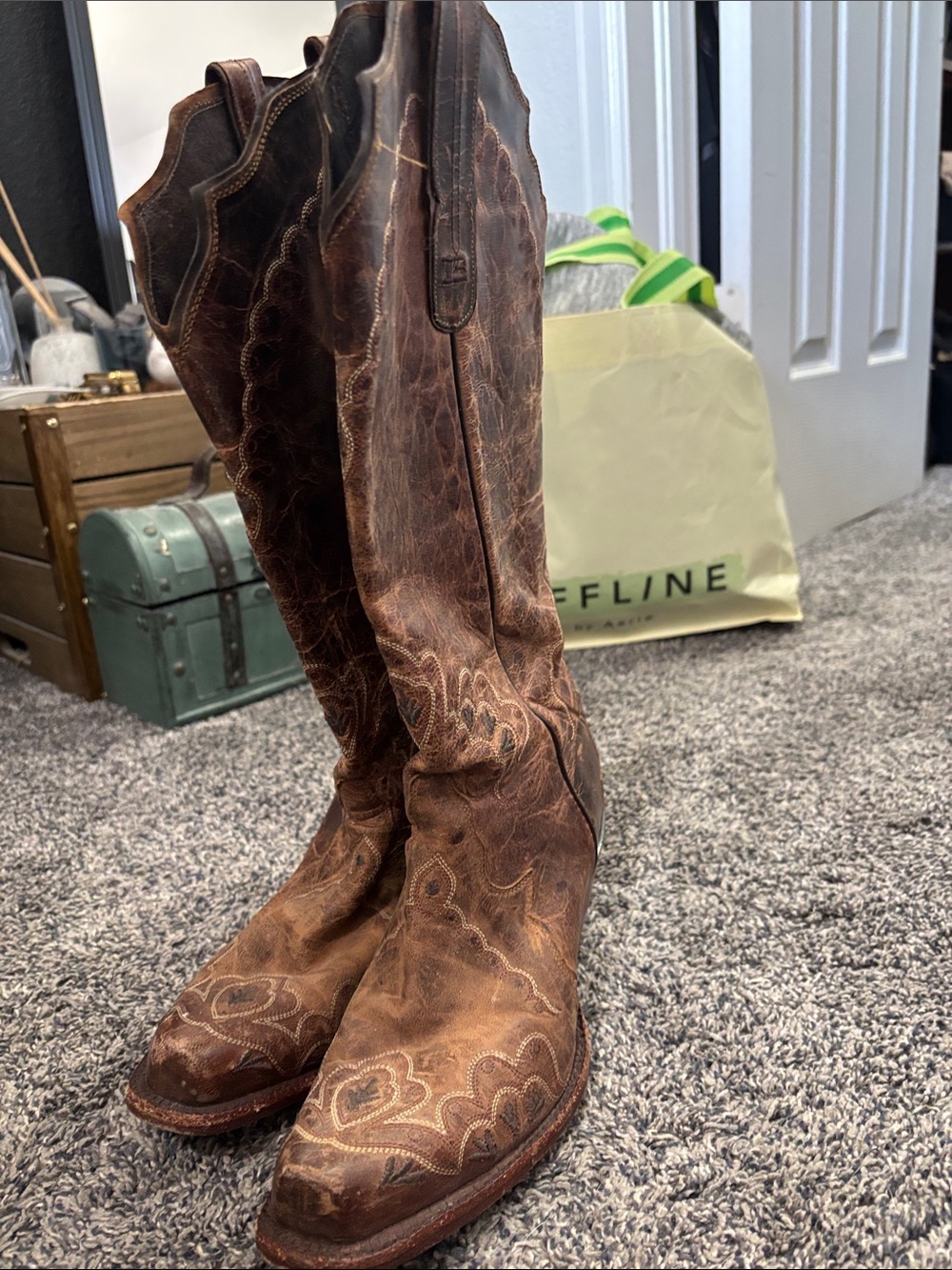 Tony Lama Brown Over-the-Knee Western Boots